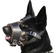 GERMAN SHEPHERD PADDED LEATHER MUZZLE - No Bark Dog Muzzle GSD
