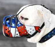 American Bulldog Muzzle-Hand painted leather Muzzle "Dondi" Plus